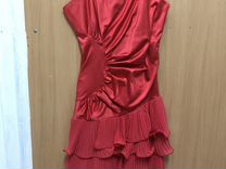 Красное атласное платье, 42-44 размер