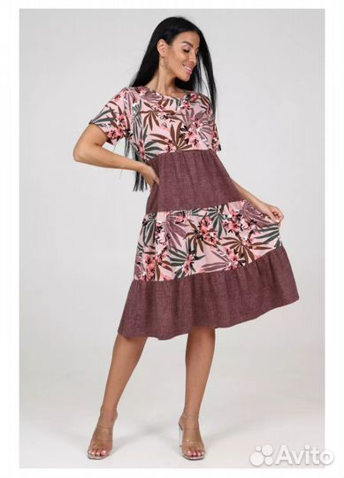 Ярусное платье хлопок (52)