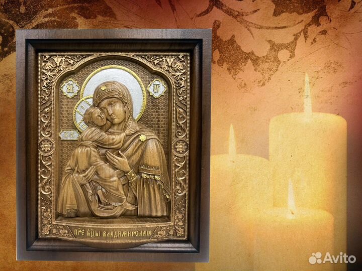 Резная икона Владимирской Божией Матери
