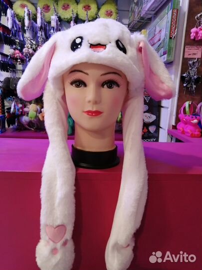 Шапка с ушами светящаяся пушистая