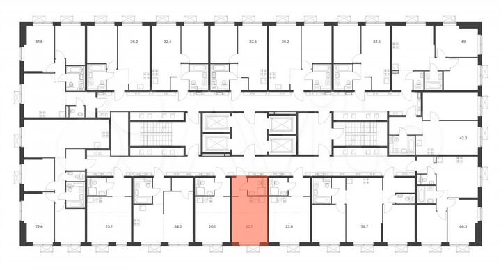 Квартира-студия, 20,1 м², 24/33 эт.