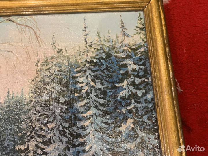 Картина маслом 34,38см Зимний полдень