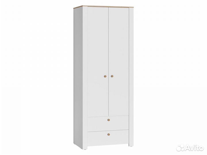 Шкаф 2 дв 2 ящ Джастин, дуб белый/белый шагрень