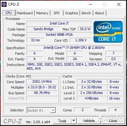 Процессор intel core i7 2640m