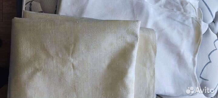 Льняная скатерть, пальто, куртка, блузки
