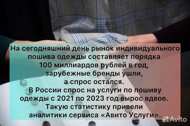Ателье/пошив деловых костюмов/готовый бизнес