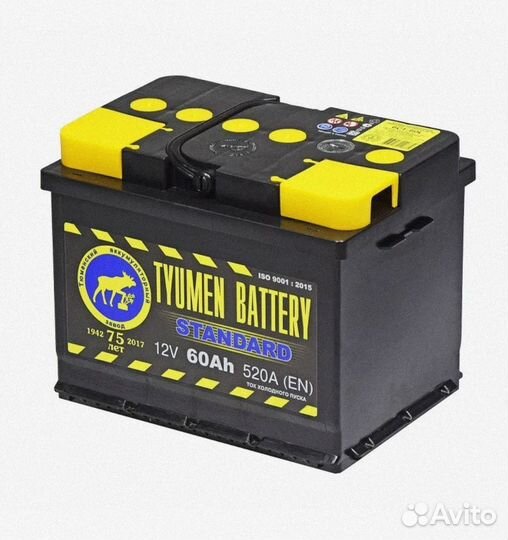 Аккумулятор Тюмень 60а/ч Новый