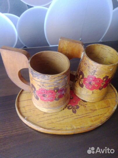 Деревянный бочонок и кружки СССР