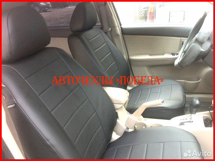 Чехлы Kia Cerato 1 из экокожи чёрные Классика