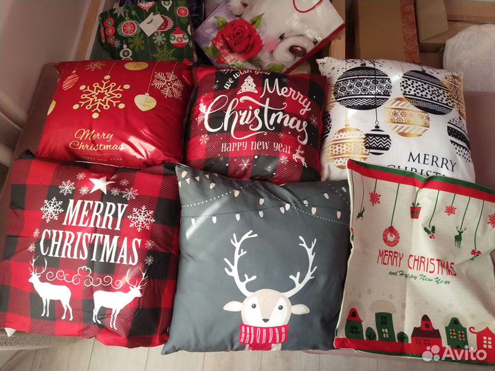 Декоративные подушки 42 на 42 см белые льняные