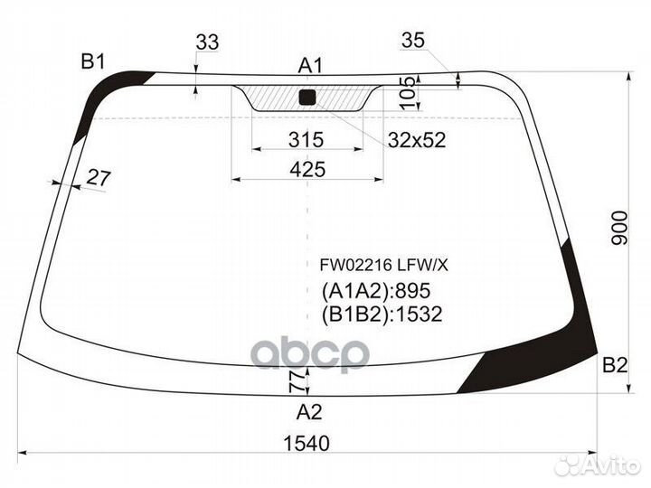 Стекло лобовое Hyundai Santa Fe 00-06 / Santa F