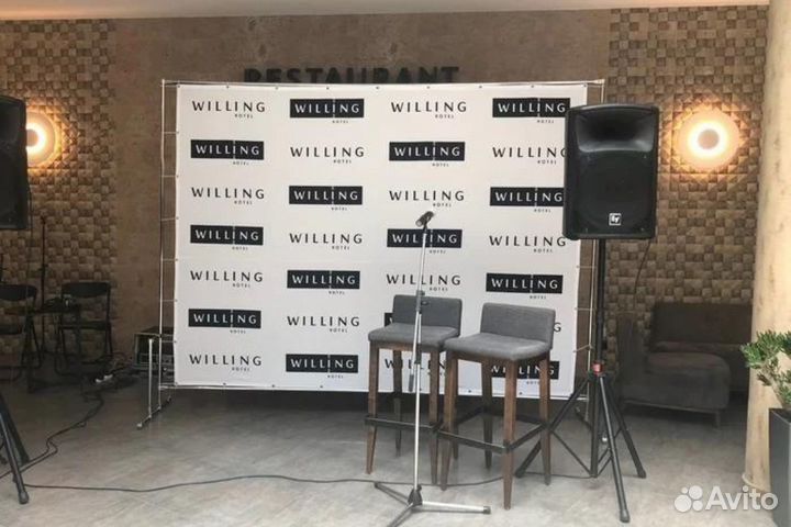 Изготовление рекламных стендов/фотостен (текстиль)