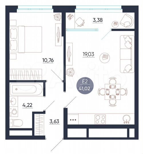 1-к. квартира, 41 м², 6/25 эт.