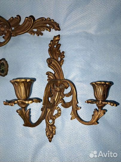 Три настенных антикварных подсвечника