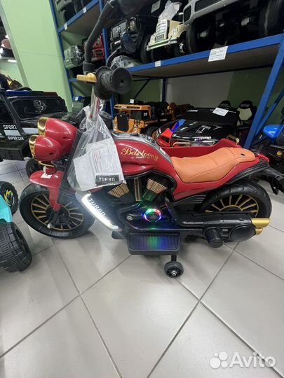 Детский электромотоцикл с коляской