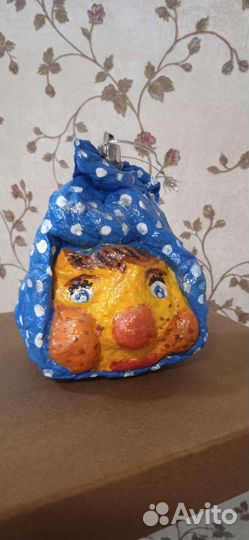 Новогодняя ватная игрушка колобок