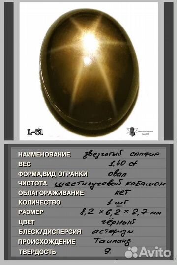 Черный звезчатый сапфир, ассортимент. Таиланд