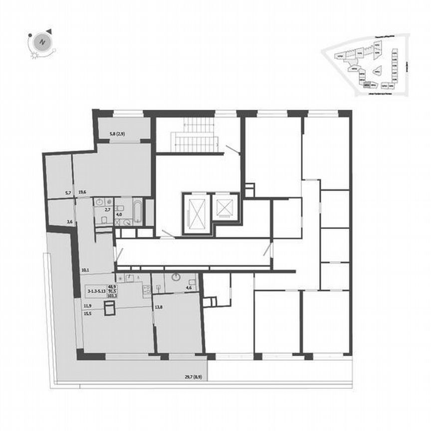 3-к. квартира, 103,3 м², 9/9 эт.