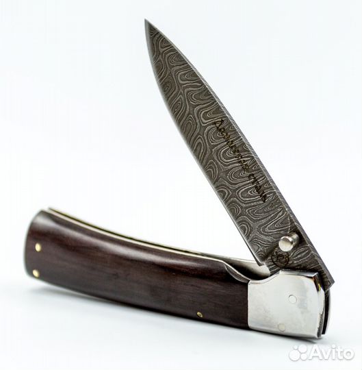 Нож складной ручной работы из дамасска