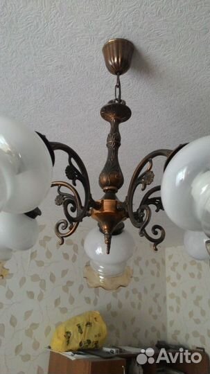 Плафоны югославской бронзовой люстры