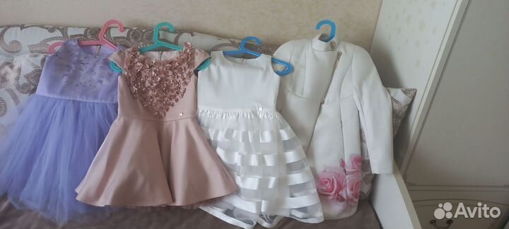 Платье нарядное 116 дизайнерское + пальто