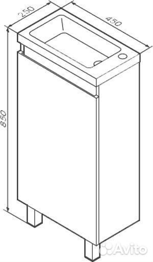 Тумба с раковиной Am.Pm X-Joy 45 белый глянец