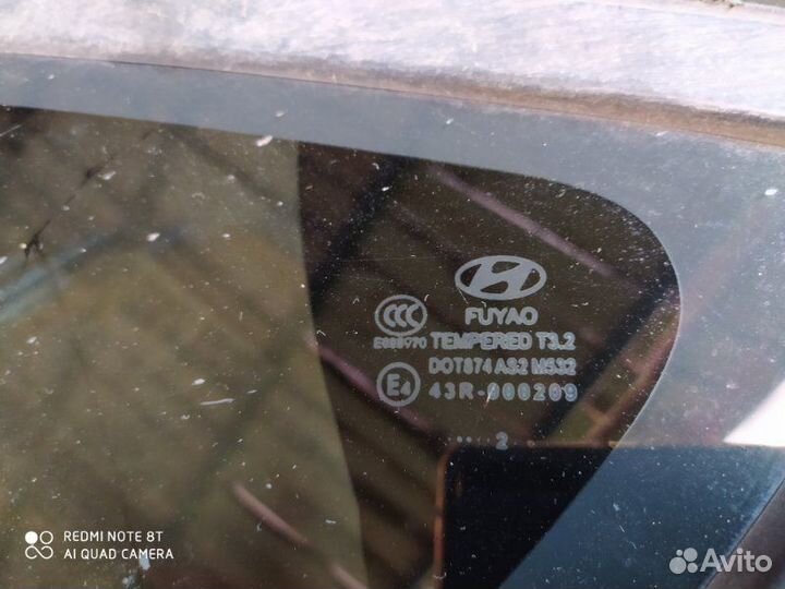 Стекло кузовное глухое заднее левое Hyundai