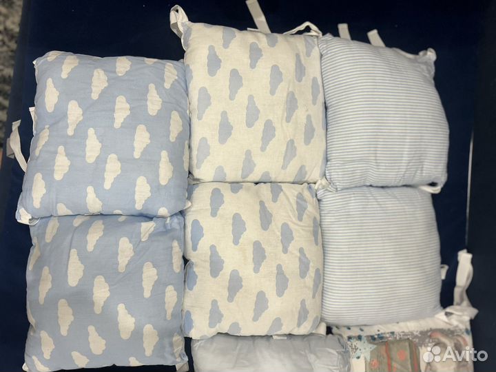 Подушки бортики в кровать + мобиль