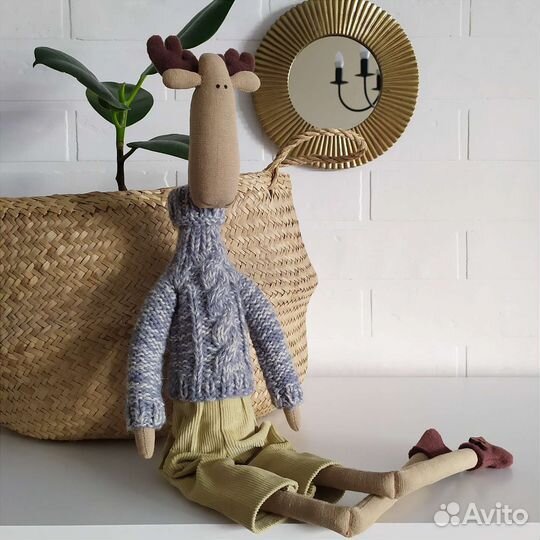 Интерьерная игрушка лось в стиле Тильда