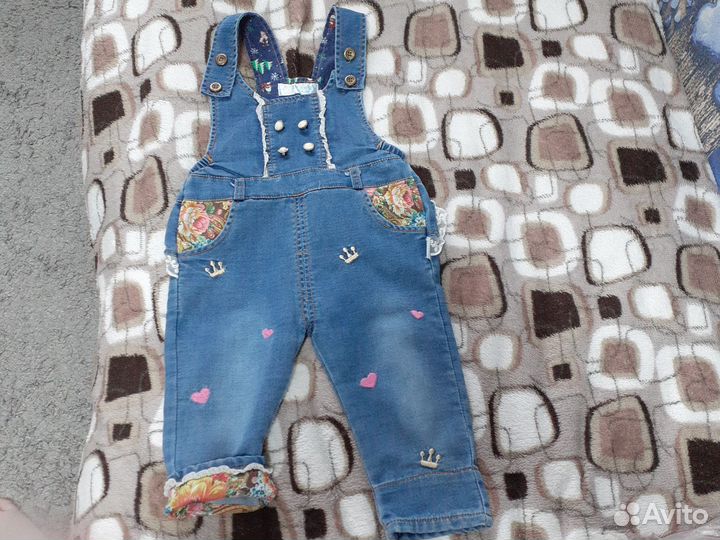 Джинсовый комбинезон для девочки 74 80