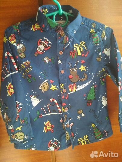 Рубашка детская новогодняя 98