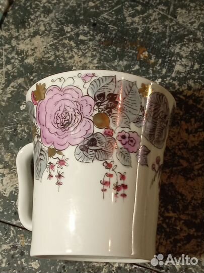 Чайный бокал лфз СССР (сиреневый,золотой )