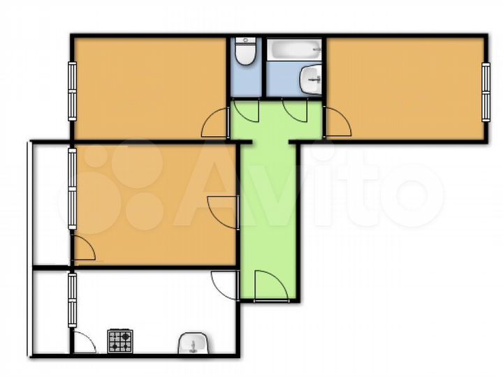 3-к. квартира, 62 м², 2/9 эт.