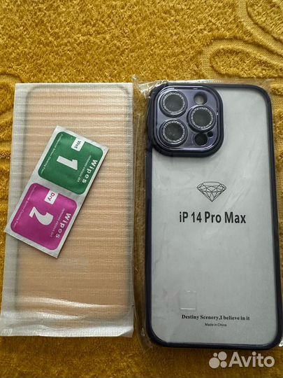 Чехол и стекло на айфон 14 pro max новые