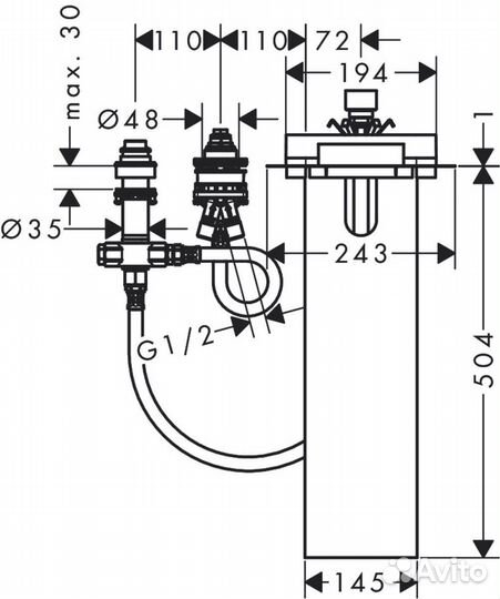 Скрытая часть смесителя Axor 15487180