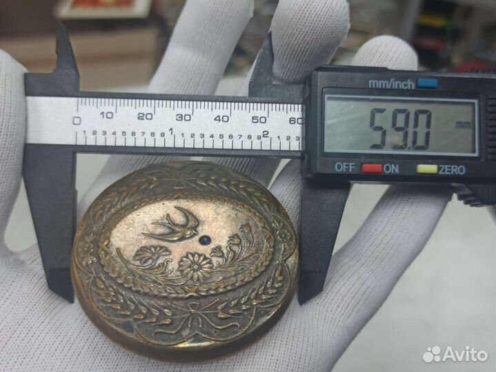 Пудреница Серебрение Латунь Сделано В СССР Ретро