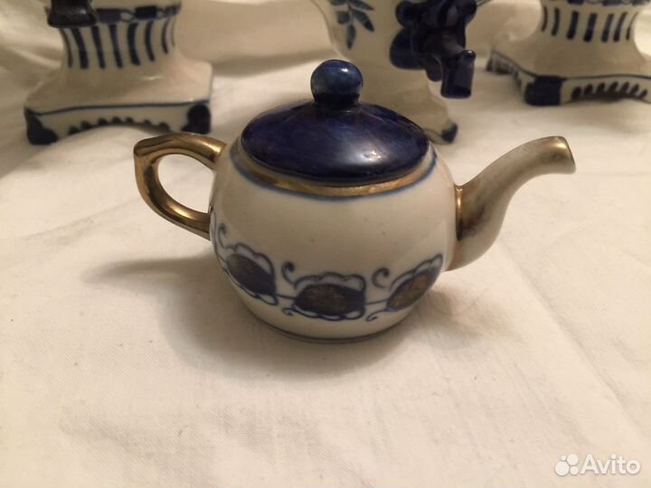 Самовар Гжель сувенир конфетница сахарница
