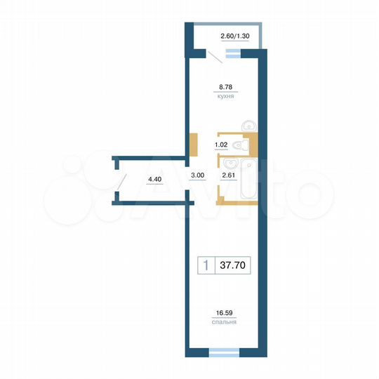 1-к. квартира, 37,7 м², 14/17 эт.
