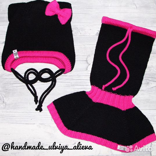 Комплект шапка, шарф,снуд для девочек