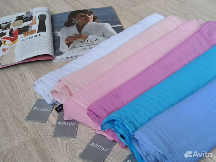 Зелёный палантин Хлопок Жатка 10цв