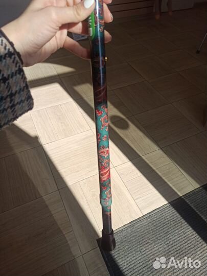 Трость с Т-образной ручкой и ремешком телескоп-ая