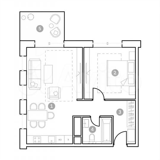 2-к. апартаменты, 57 м², 4/20 эт.