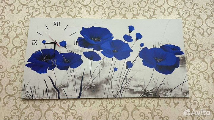 Картина часы с маками