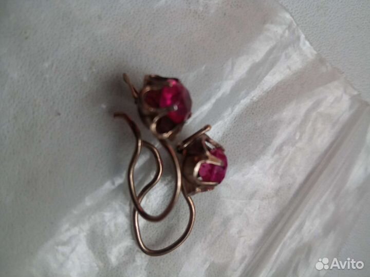 Серебряные серьги СССР, позолоченные