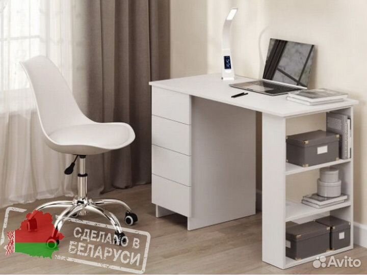 Стол письменный компьютерный белый, лдсп Эггер