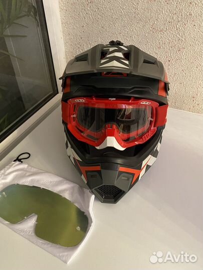 Кроссовый/эндуро шлем Ataki красно черный матовый