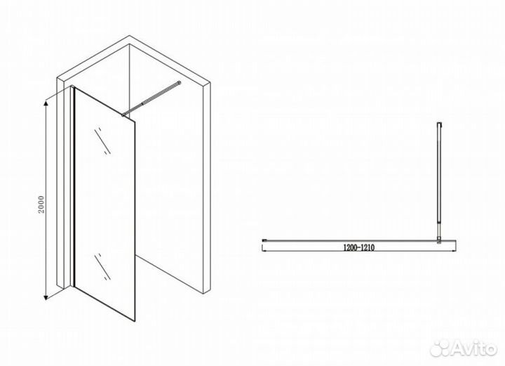 Душевая перегородка Abber Immer Offen AG61120B 120