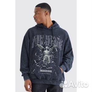 Худи оверсайз acid wash pour homme statu statu Boo