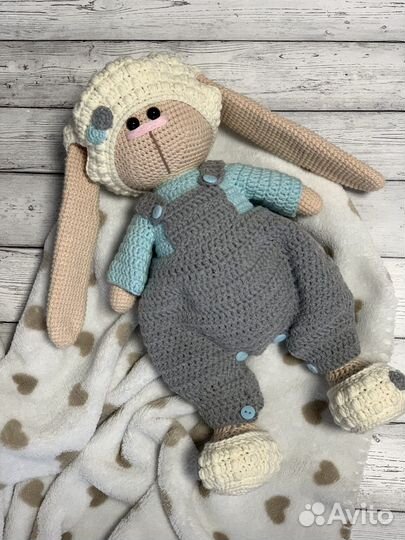 Зайчик - Тильда вязаная игрушка