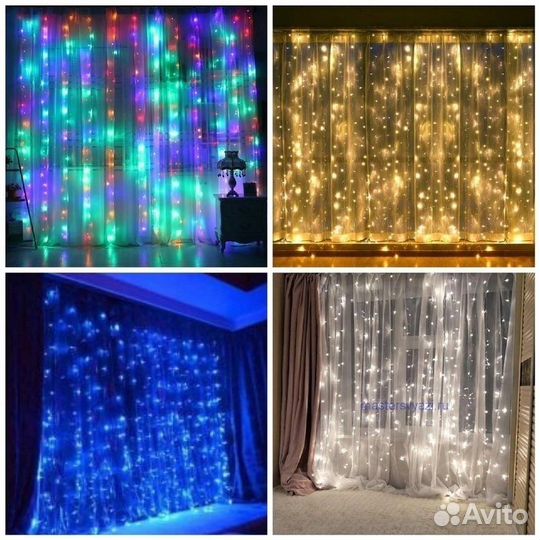 Гирлянда штора см описание